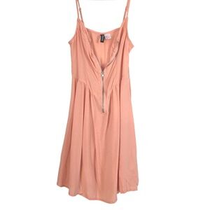 HM Divided Peach Coral Zipper Front Mini Dress Size 4‎ Sleeveless Fit and Flare